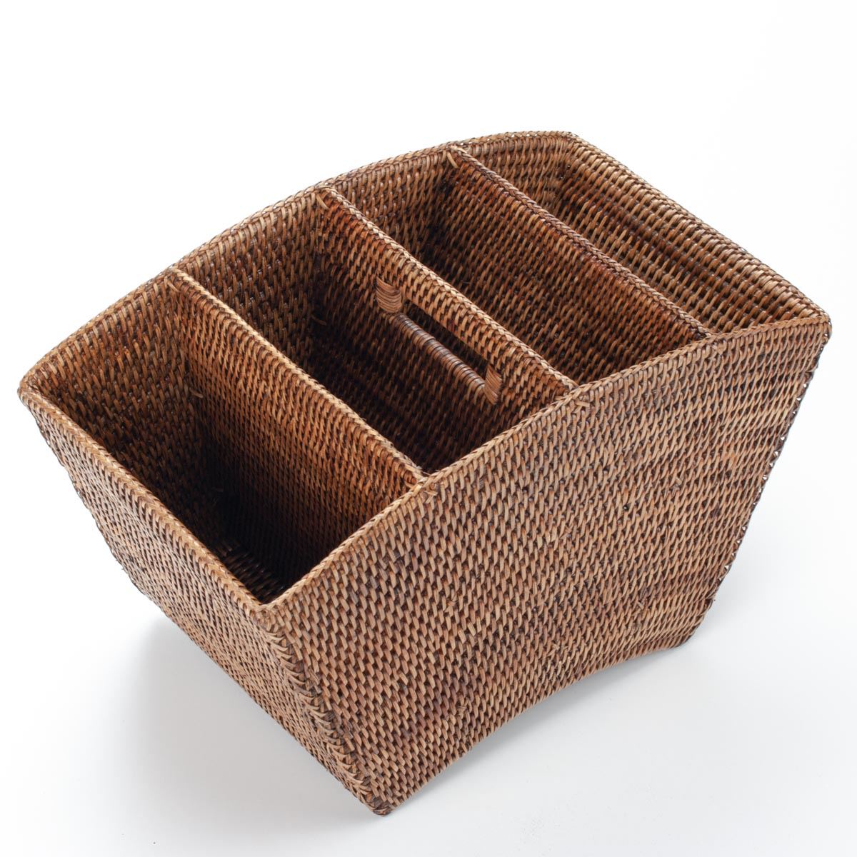 Colonial Vintage Rattan Magazine Stand Handmade Natural Rattan 43x25x28cm