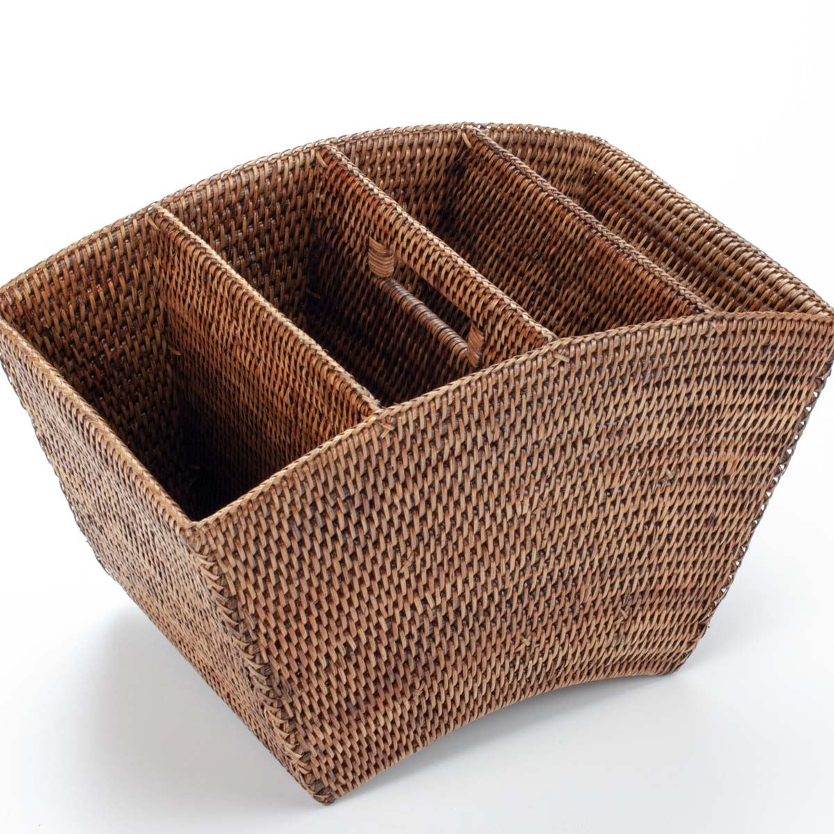 Colonial Vintage Rattan Magazine Stand Handmade Natural Rattan 43x25x28cm
