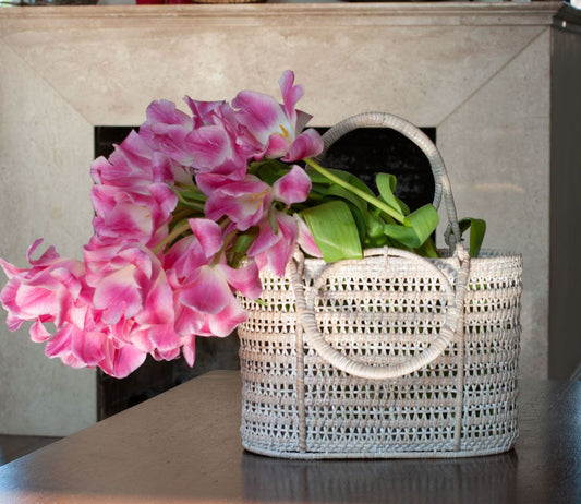 Chic Handwoven Rattan Purse โ Exotic Southeast Asian Elegance, 30x15x21 cm