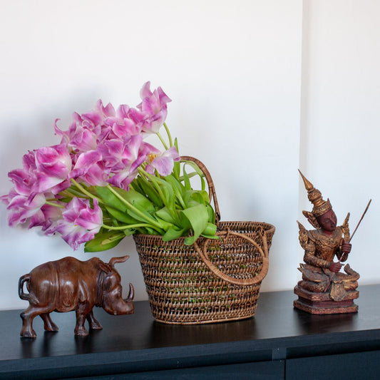 Chic Rattan Purse – Handwoven Southeast Asian Style, 32x20x19 cm