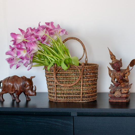 Picnic Handwoven Rattan Basket - Southeast Asian Elegance