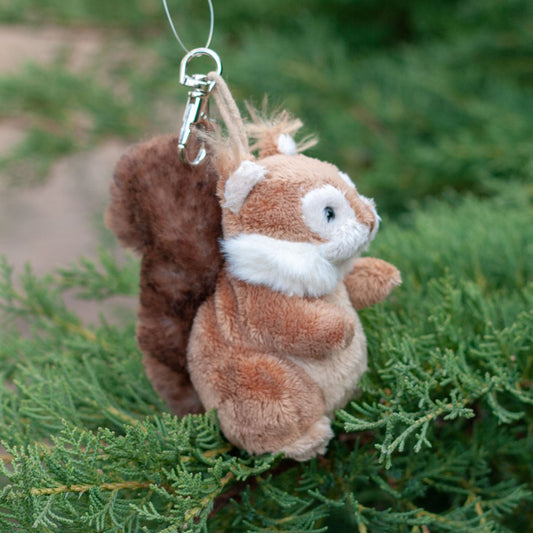 Plush Squirrel Keychain – Soft Fluffy Forest Friend, 12 cm Size
