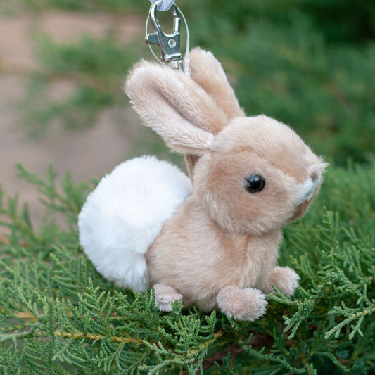 Plush Bunny Keychain - Beige Rabbit Bag Charm by Bukowski