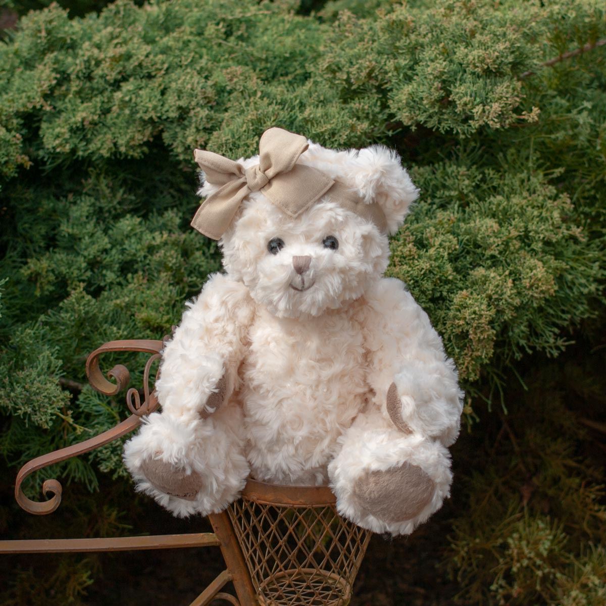 Decorative white plush teddy bear