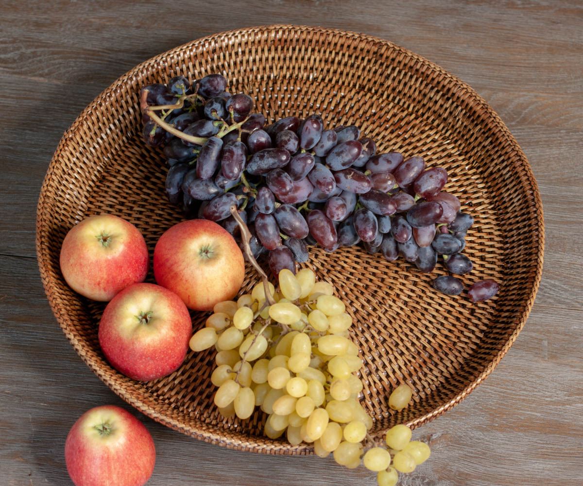 Wicker Fruit Bowl on a Stand Made from Natural Rattan, 41*9 cm, 71058-brown