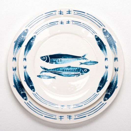 Blue White Fishes plate, 20 cm, FIBDP