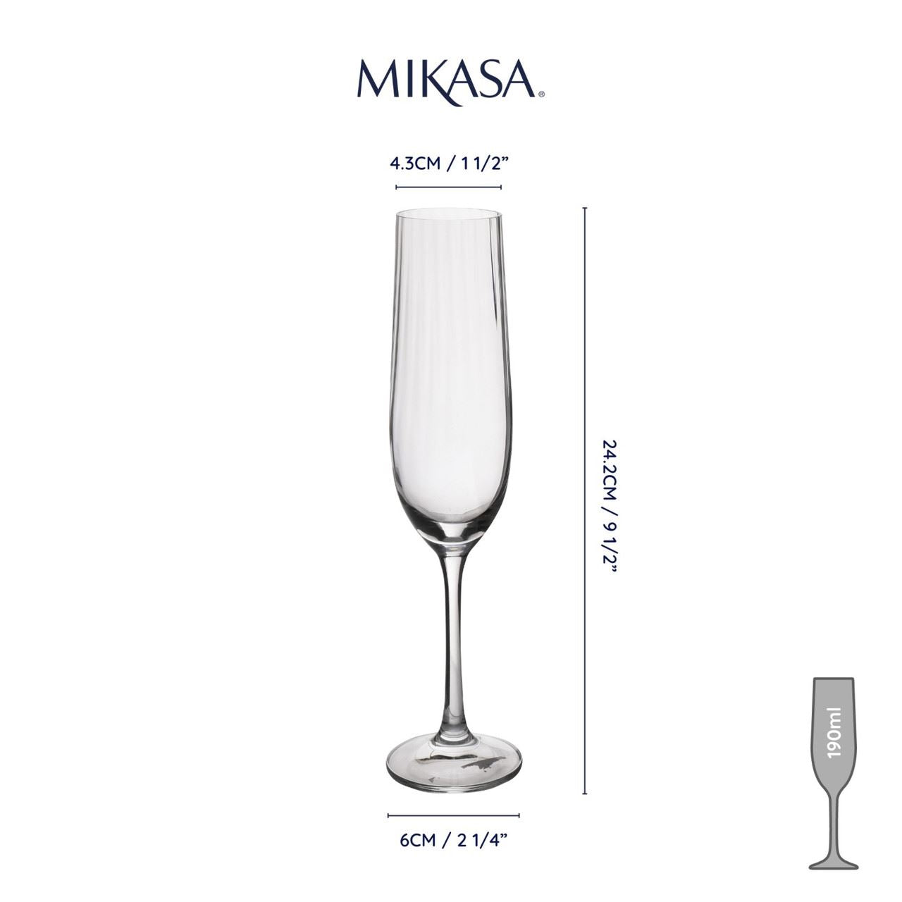 Mikasa Treviso Lead-Free Crystal 4-Piece Champagne Flute Set, Gift Boxed