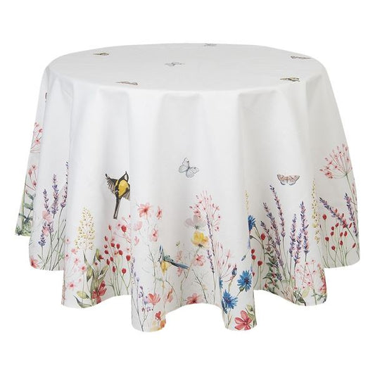 Summer Garden Round Premium Quality Cotton Tablecloth, 68 in diameter (170 cm )