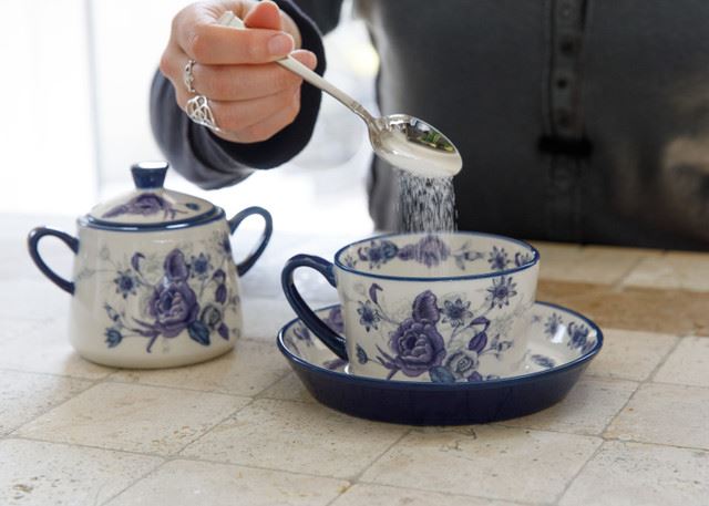 London Pottery Blue Rose sugar bowl, 300 ml, LPBRSUGBLU