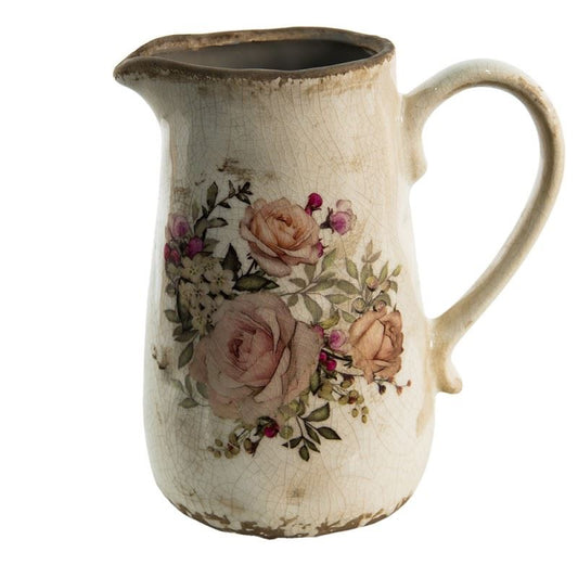 Decorative Vintage-Style Ceramic Pitcher Roses, 16*11*18 cm, 6CE1420