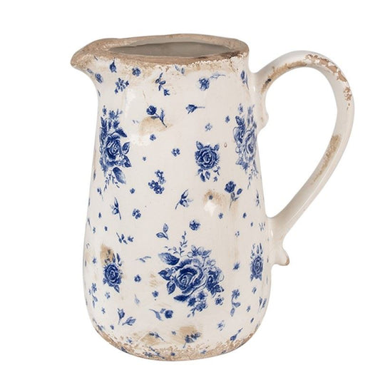 Decorative Ceramic Pitcher in Vintage Style Blue Roses, 16*12*18 cm, 6CE1660M