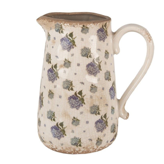 Decorative Ceramic Pitcher in Vintage Hydrangea Style, 21*15*23 cm, 6CE1640L