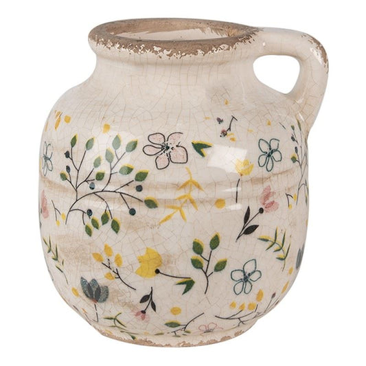 Decorative Ceramic Pitcher in Vintage Style Colored Flowers, 12*14 cm, 6CE1611M