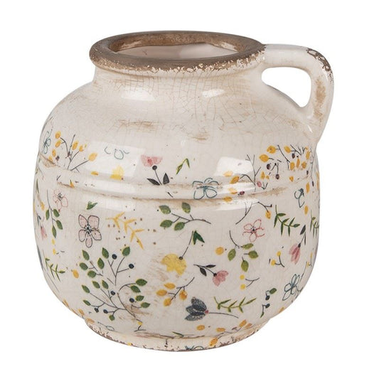 Decorative Ceramic Pitcher in Vintage Style Colored Flowers, 17*16 cm, 6CE1611L