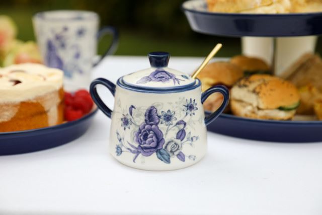 London Pottery Blue Rose sugar bowl, 300 ml, LPBRSUGBLU