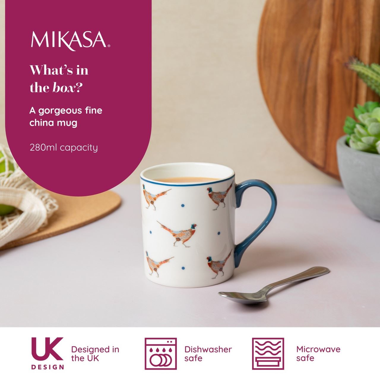 Cute ceramic mug with pheasants