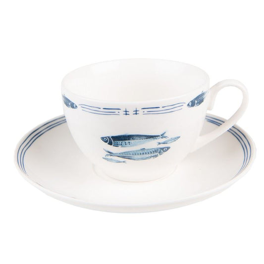Cup and saucer Blue White Fishes, 250 ml, FIBKS