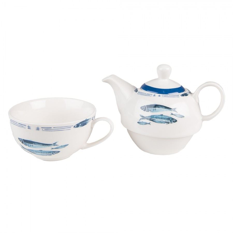 Tea set 'Egoist' Blue White Fishes, FIBTEFO