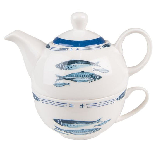Tea set 'Egoist' Blue White Fishes, FIBTEFO