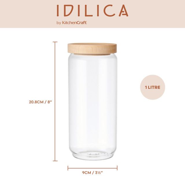 KitchenCraft Idilica bulk jar, 1000 ml, IDGLSSTORMED