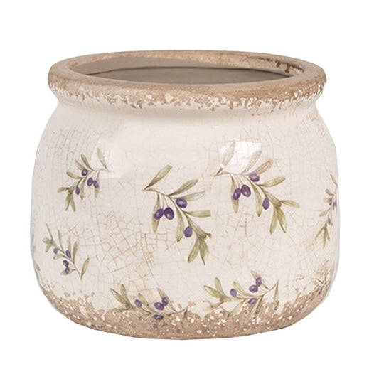 Ceramic Flower Pot in Vintage Style Olives, 12*10 cm, 6CE1670S