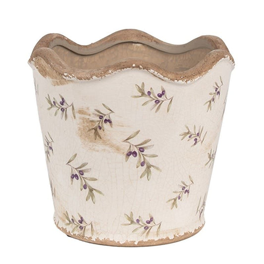 Ceramic Vintage Style Flower Pot Olives, 16*15 cm, 6CE1672M