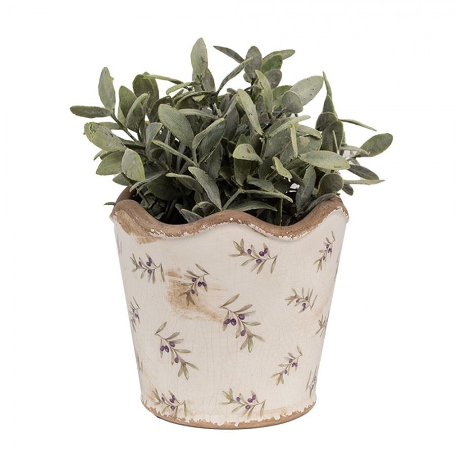 Ceramic Vintage Style Flower Pot Olives, 16*15 cm, 6CE1672M