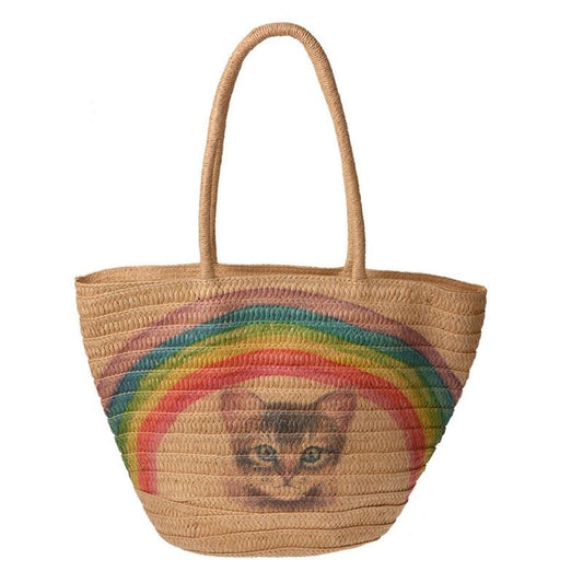 Cat Print Beach Bag – Spacious & Stylish