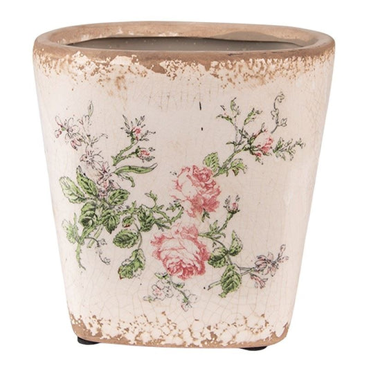 Vintage Style Ceramic Flower Pot Pink Flowers, 13*12 cm, 6CE1540S
