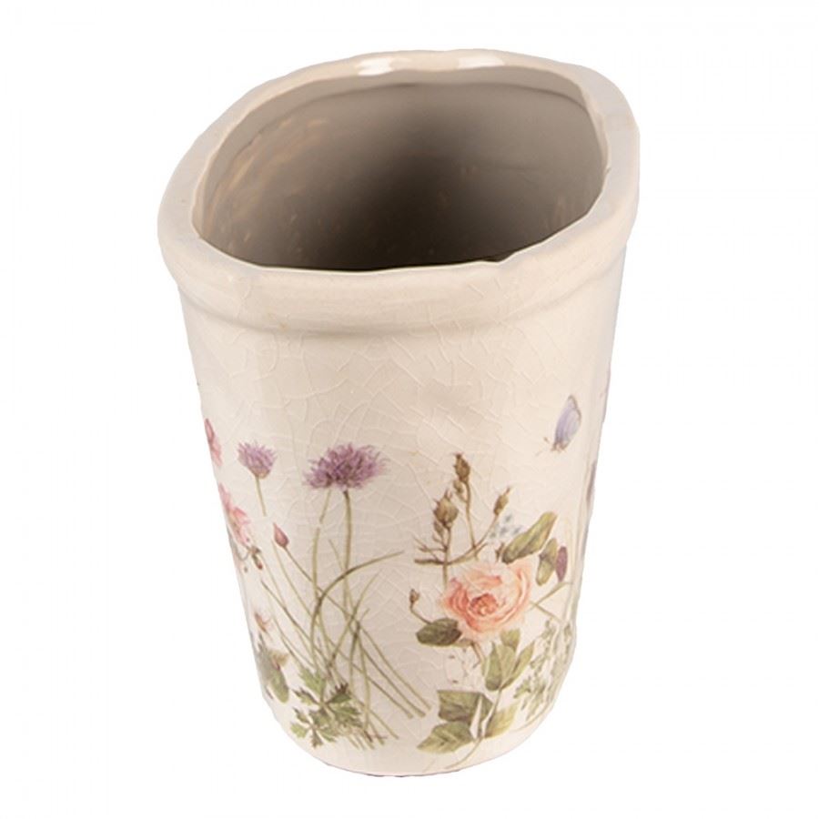 Ceramic Flower Pot in Vintage Style Summer Flowers, 23*10*11 cm, 6CE1557M