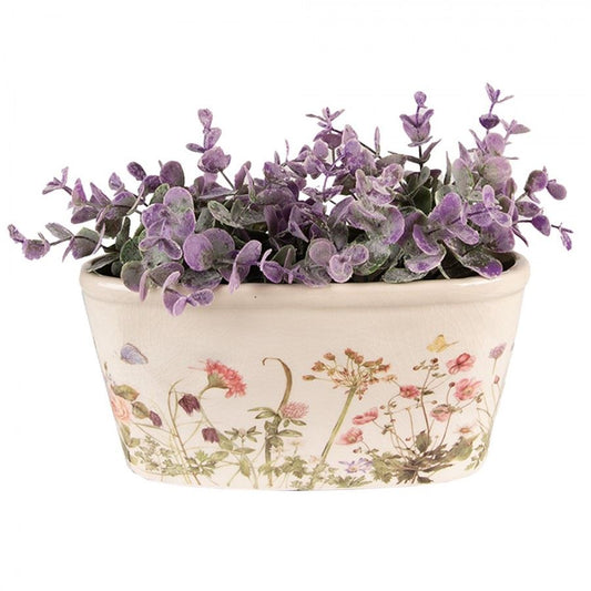 Ceramic Flower Pot in Vintage Style Summer Flowers, 23*10*11 cm, 6CE1557M