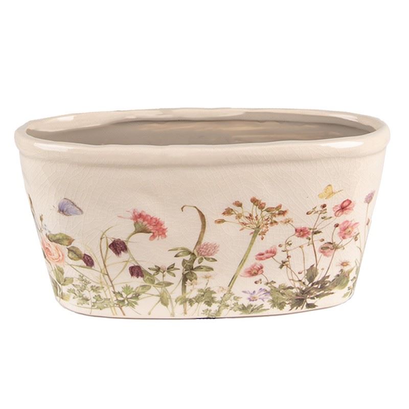Ceramic Flower Pot in Vintage Style Summer Flowers, 27*13*14 cm, 6CE1557L