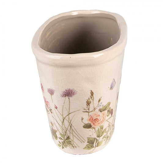 Ceramic Flower Pot in Vintage Style Summer Flowers, 27*13*14 cm, 6CE1557L