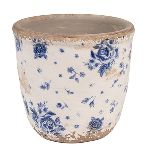 Ceramic Flower Pot in Vintage Style Blue Roses, 11*10 cm, 6CE1658XS