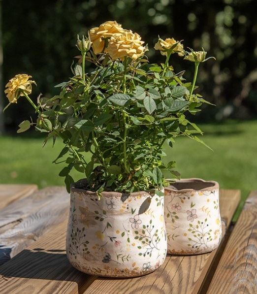 Ceramic Flower Pot in Vintage Style Colored Flowers, 11*10 cm, 6CE1610XS
