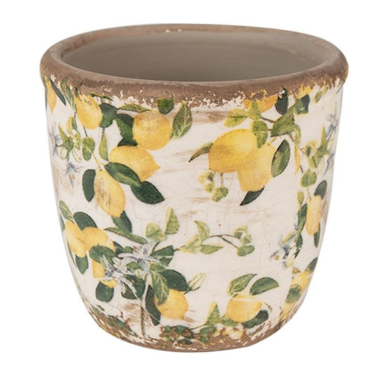 Vintage Style Ceramic Flower Pot Yellow Lemons, 11*10 cm, 6CE1609XS
