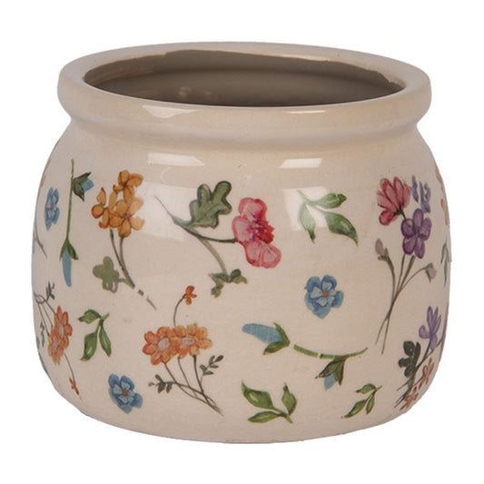 Ceramic Flower Pot in Vintage Style Colored Flowers, 12*10 cm, 6CECFL0001S