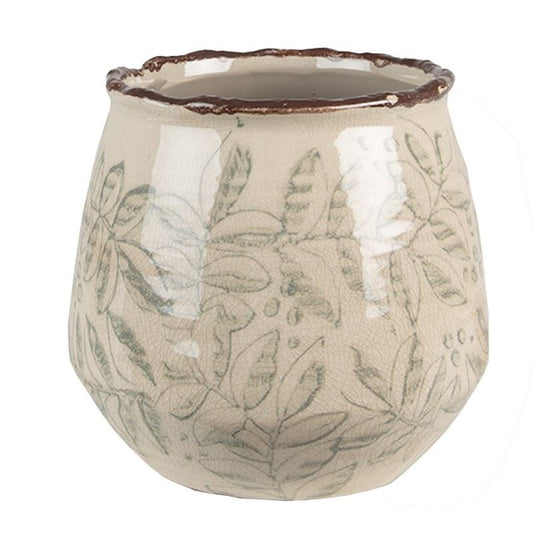 Ceramic Flower Pot in Vintage Style Pastel Green, 14*13 cm, 6CE1577M