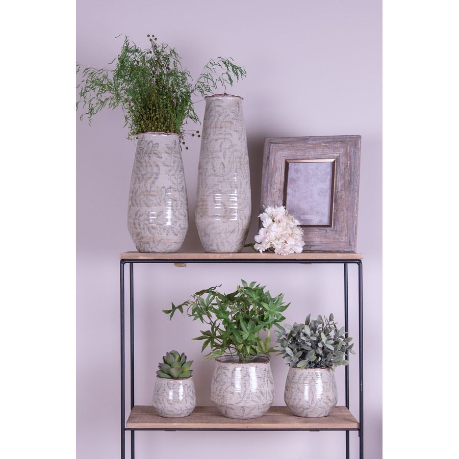 Ceramic Flower Pot in Vintage Style Pastel Green, 14*13 cm, 6CE1577M