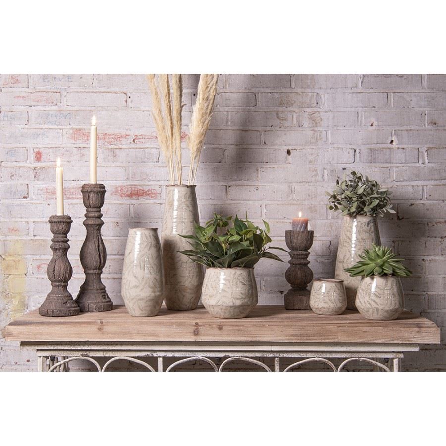 Ceramic Flower Pot in Vintage Style Pastel Green, 14*13 cm, 6CE1577M