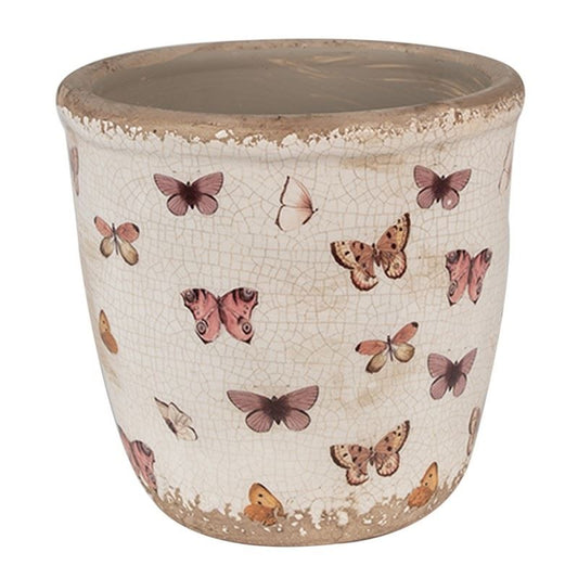 Ceramic Flower Pot in Vintage Style Butterflies, 15*14 cm, 6CE1661M