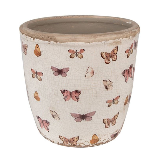 Ceramic Flower Pot in Vintage Style Butterflies, 16*16 cm, 6CE1661L