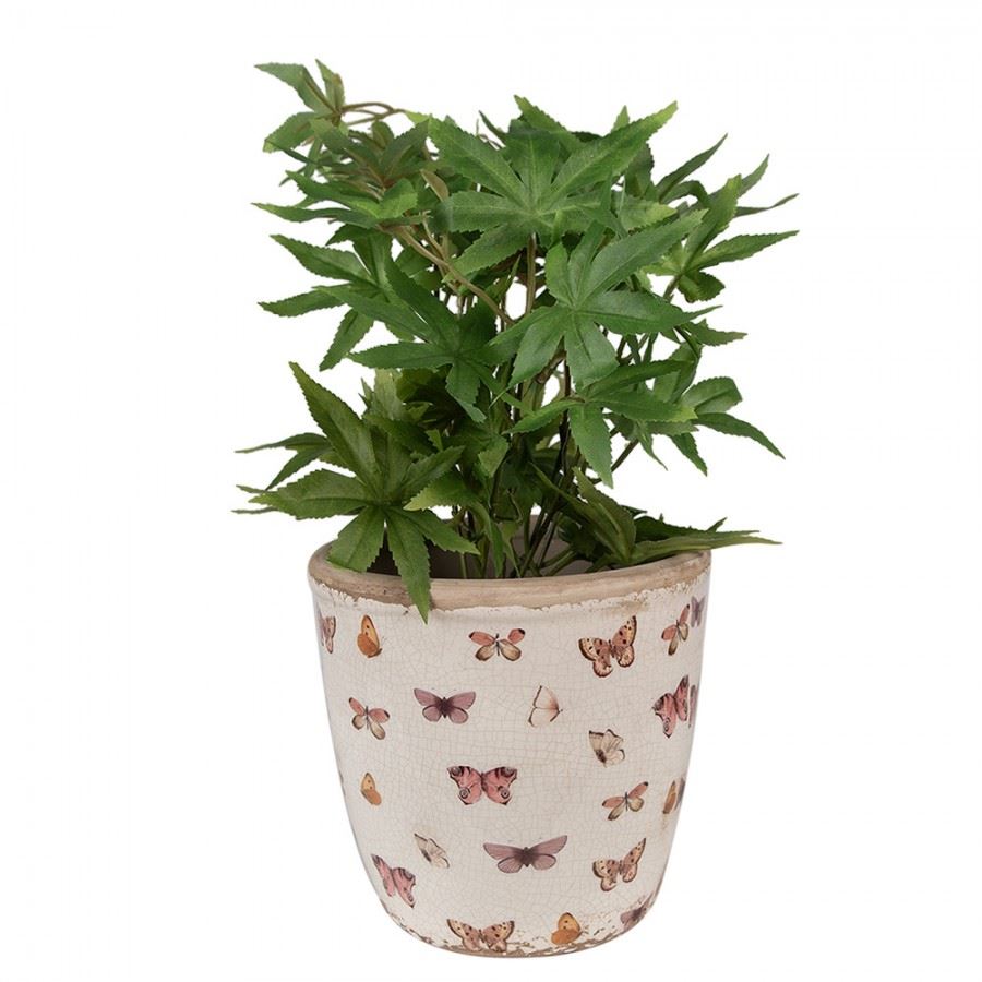 Ceramic Flower Pot in Vintage Style Butterflies, 16*16 cm, 6CE1661L