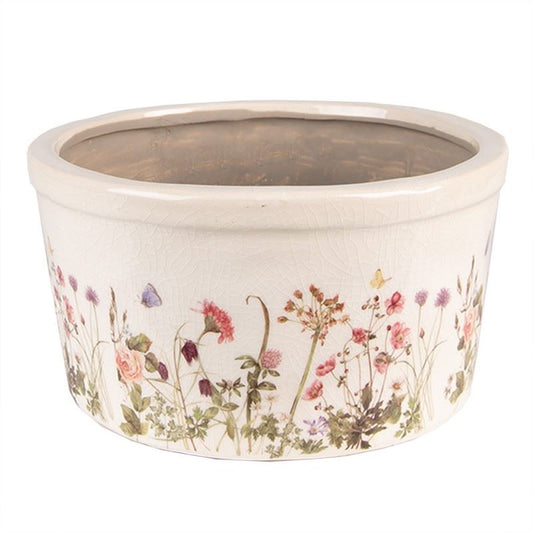 Ceramic Flower Pot in Vintage Style Summer Flowers, 19*10 cm, 6CE1556L