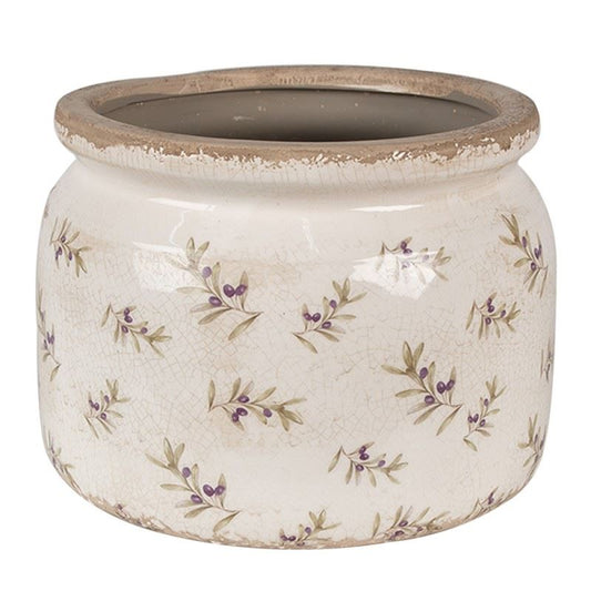 Ceramic Flower Pot in Vintage Style Olives, 20*15 cm, 6CE1670L