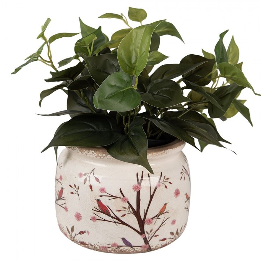 Ceramic Flower Pot in Vintage Style Birds, 20*15 cm, 6CE1642L