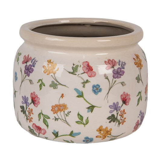 Ceramic Flower Pot in Vintage Style Colored Flowers, 20*15 cm, 6CECFL0001L