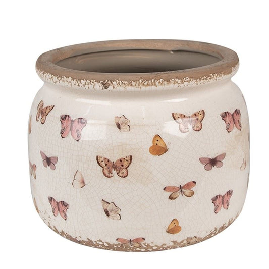 Ceramic Flower Pot in Vintage Style Butterflies, 20*15 cm, 6CE1662L