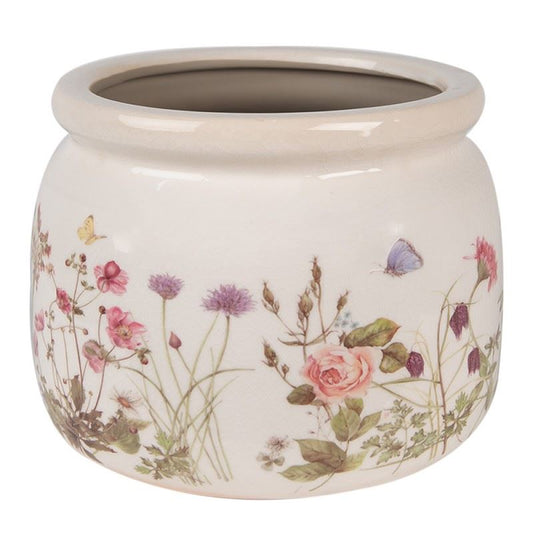 Ceramic Flower Pot in Vintage Style Summer Flowers, 20*15 cm, 6CE1630L