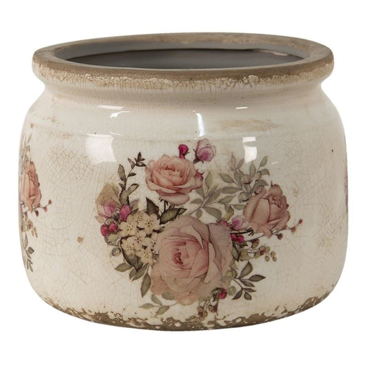 Ceramic Flower Pot in Vintage Style Roses, 20*15 cm, 6CE1419L